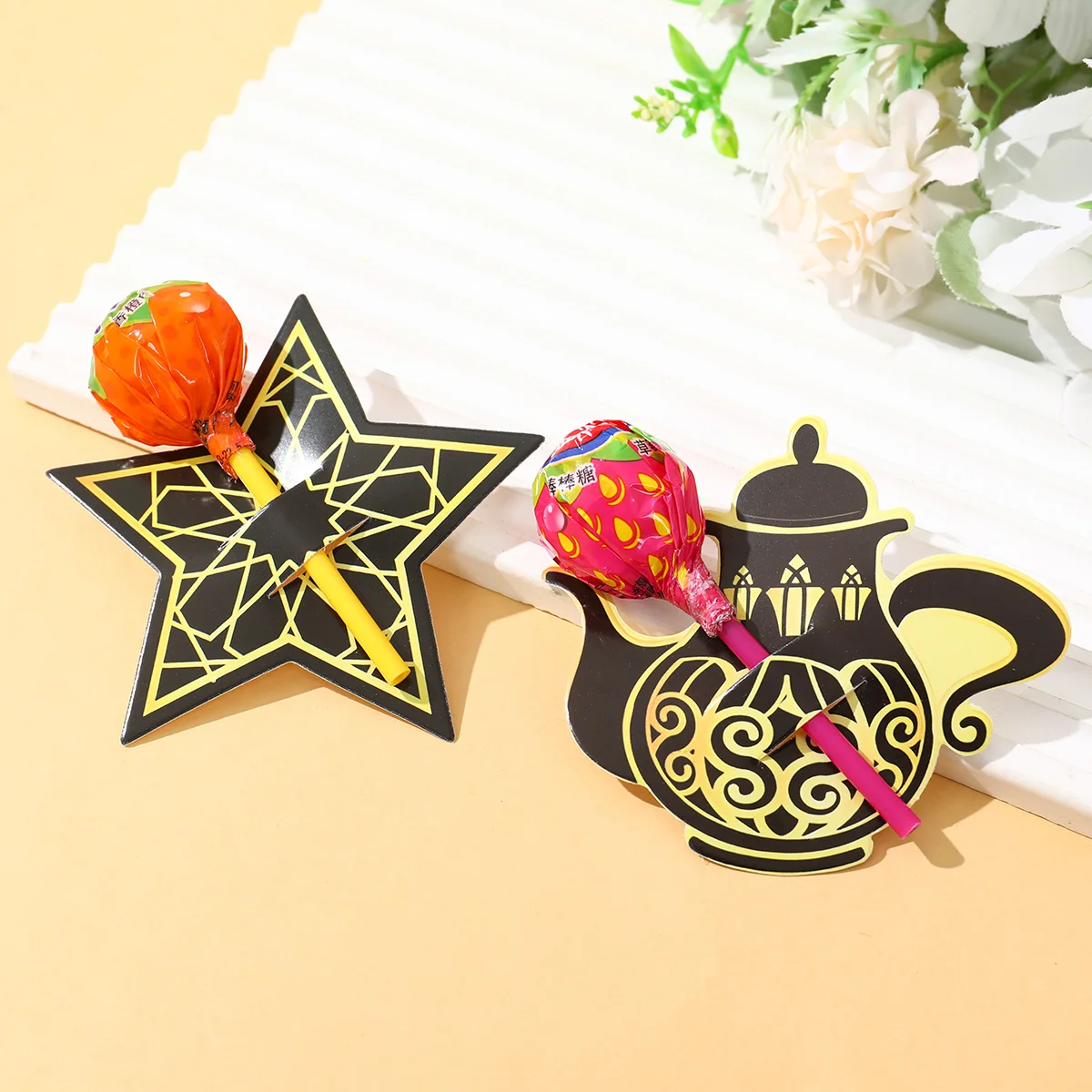 Eid Mubarak 48pcs Lollipop Cards Ramadan Kareem Decor for Home 2025 Islamic Muslim Party Decor Eid Al Adha Kids Gift Supplies