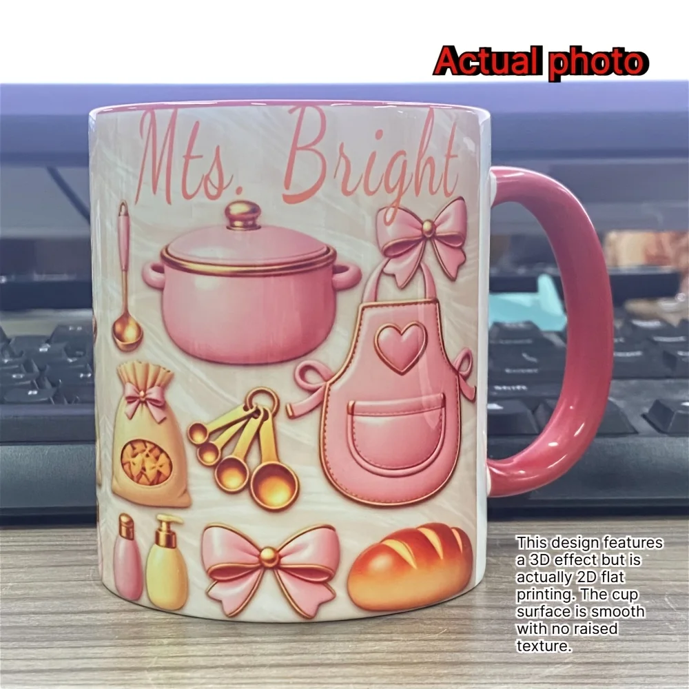 Personalized Cooking Theme Mug Custom Name 11oz Ceramic Coffee Cup 2D Print Kitchen Tool Design Gift for Chef Baker Mom
