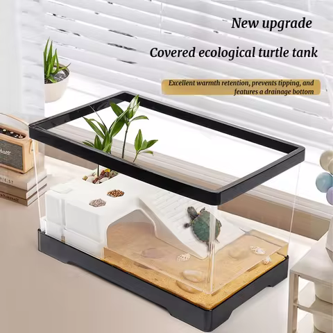 Luxury Turtle Tank For Home Use, Specialized Breeding Tank With Sun Deck And Filter For Red-eared Sliders, Eco-friendly Terrariu