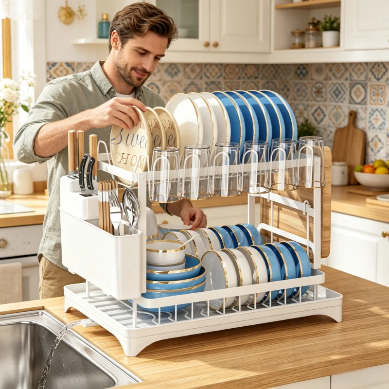 scolapiatti-multifunzionale-antiruggine-a-2-livelli-con-vassoio-raccogligocce-organizzatore-da-cucina-salvaspazio-con-porta-utensili-e-porta-tazze