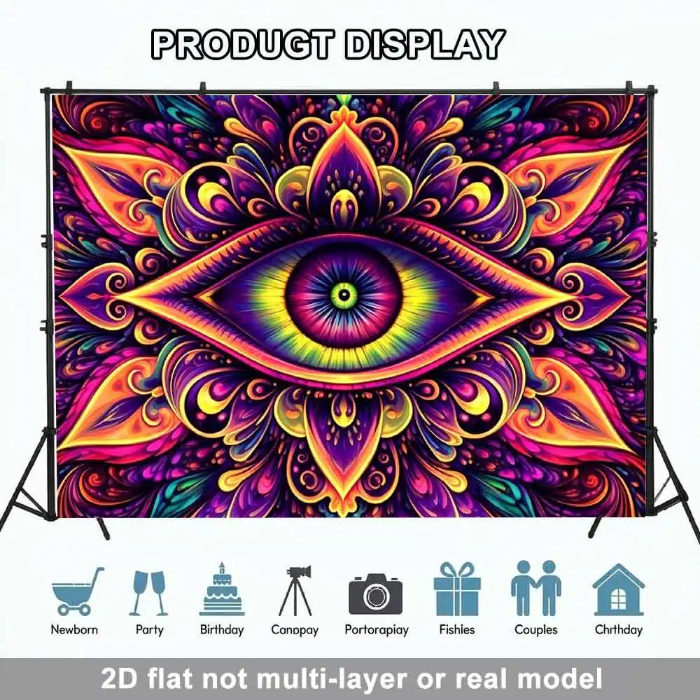 Psychedelic Mandala Eye Tapestry Bohemian Boho Wall Hanging Decoration Polyester Spiritual Goddess Art Living Room Banner Decor