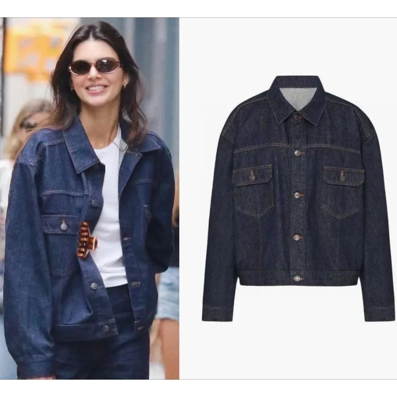 

Джинсовая куртка LUXURY в стиле ретро, женский джинсовый костюм с силуэтом пальто в стиле Old Money, весна-лето 2023 года