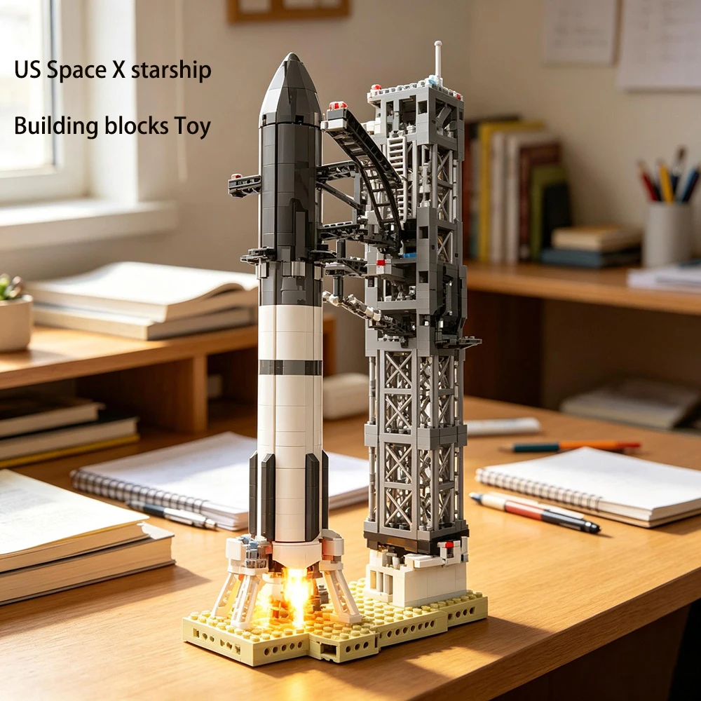 Star-ship 1763PCS Building Blocks Kids Toys For Space X New Return Type Rocket Model Split Joint Puzzle Building Block Toy Gift