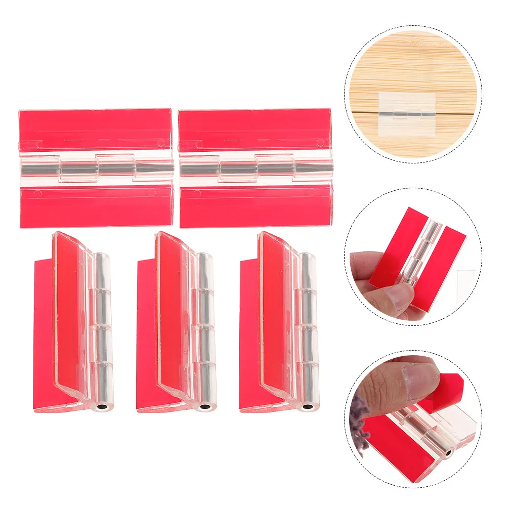 5pcs Self-Adhesive Acrylic Piano Hinges – Compact, Lightweight & Transparent Cabinet Box Hinge Replacement