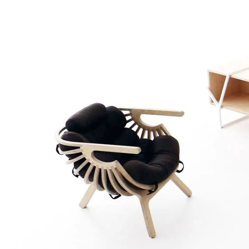 Solid wood shell chair, simple home chair, all solid wood sofa