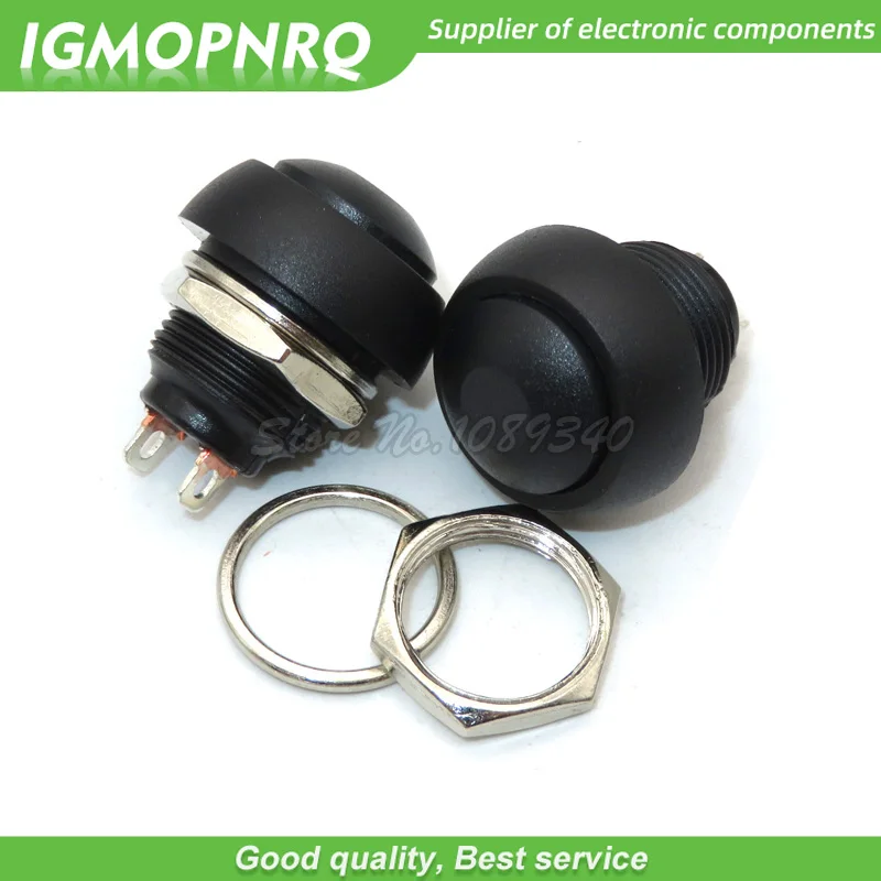 5pcs PBS-33B Black 12mm Waterproof Momentary Push button Switch IGMOPNRQ