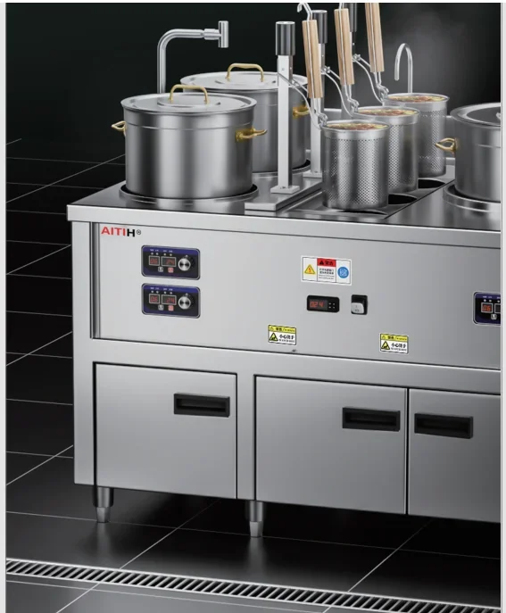 6 Head Noodle Cooker +3 Heads Boiled Soup Catering Equipment Combination Noodle Cooker Machine For Restaurant Supplies For Hotel