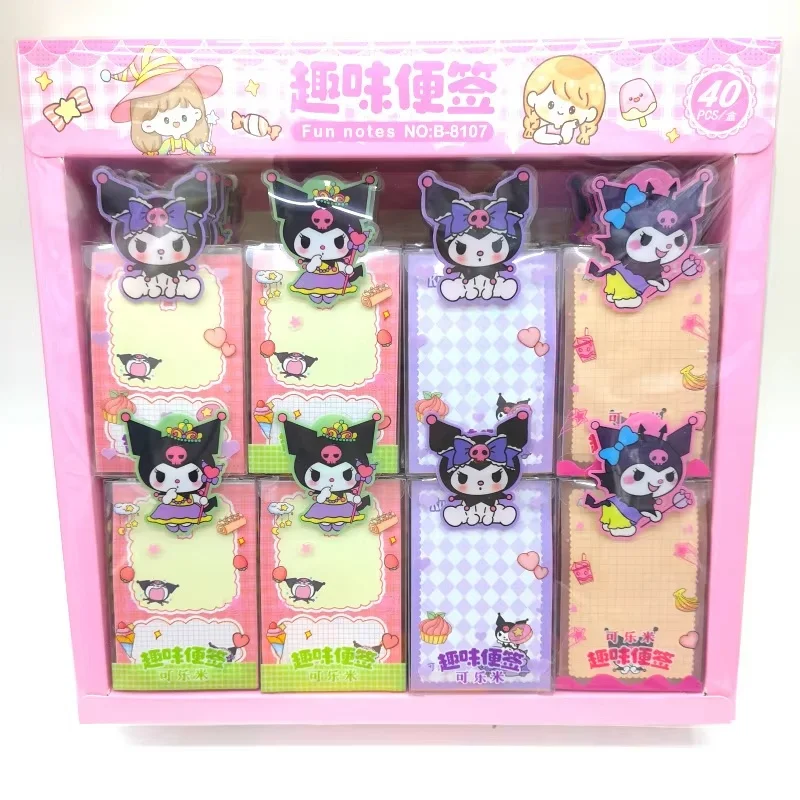 40pcs Sanrio Fun Note Pad Anime Cartoon Kuromi Melody Student Portable Color Page Message Paper Note Stationery Gift Wholesale