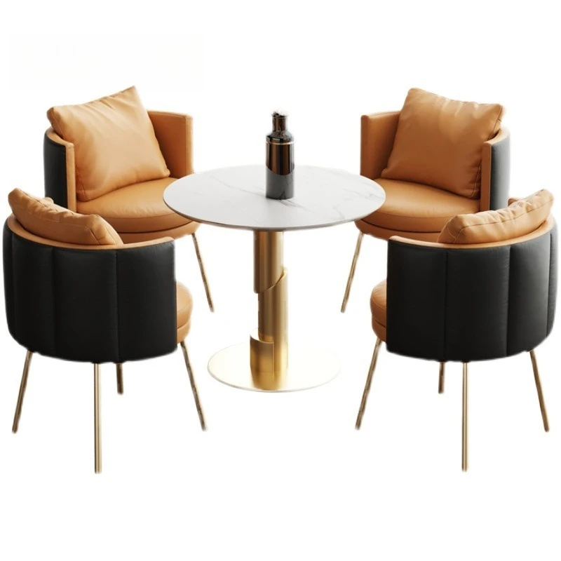 

Light luxury negotiation table and chair combination, modern Nordic, small round table in the reception area