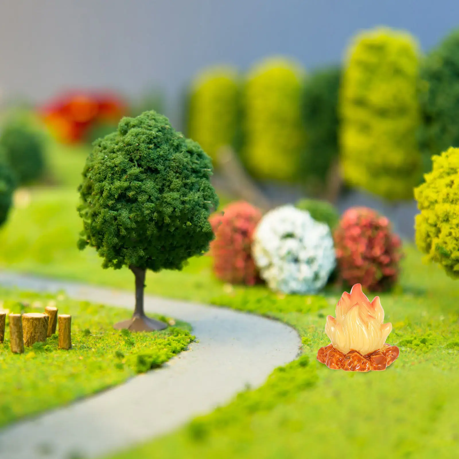 10Pcs Mini Resin Bonfire Statue Lifelike Micro Landscape Decor for Garden Terrarium Desktop Bookshelf Outdoor Camping Scene