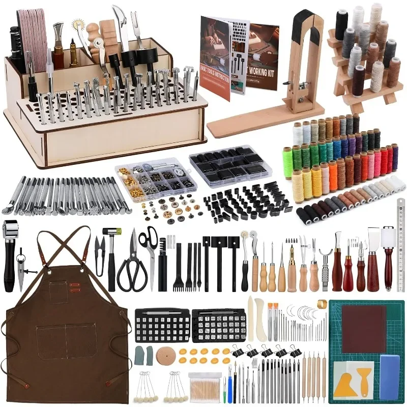 

Leather Working Tooling Set for Beginners, Starter Leather Working and Tool Supplies with Leather Pony, Tooling Box, Punch Tools