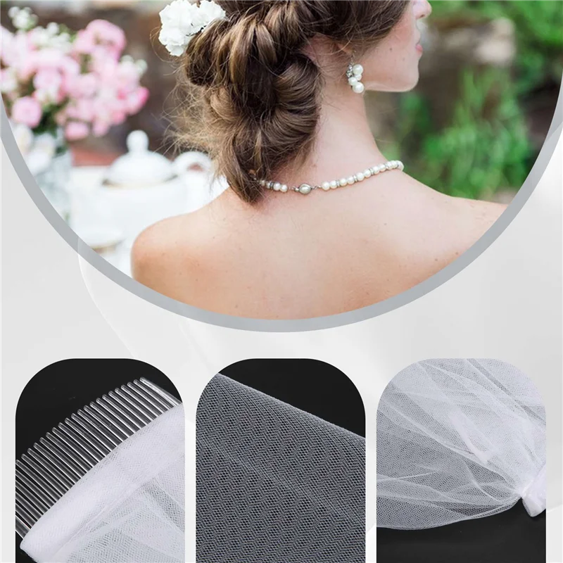 -WSFS Simple Short Tulle Wedding Veils White Bridal Veil For Bride For Wedding Accessories