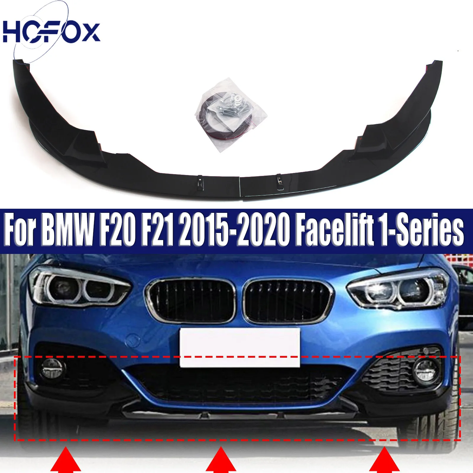 

For BMW F20 F21 2015-2020 Facelift 1-Series 116i 118i 120i 125i 128i Hatchback M-Sport Car Front Bumper Lip Spoiler