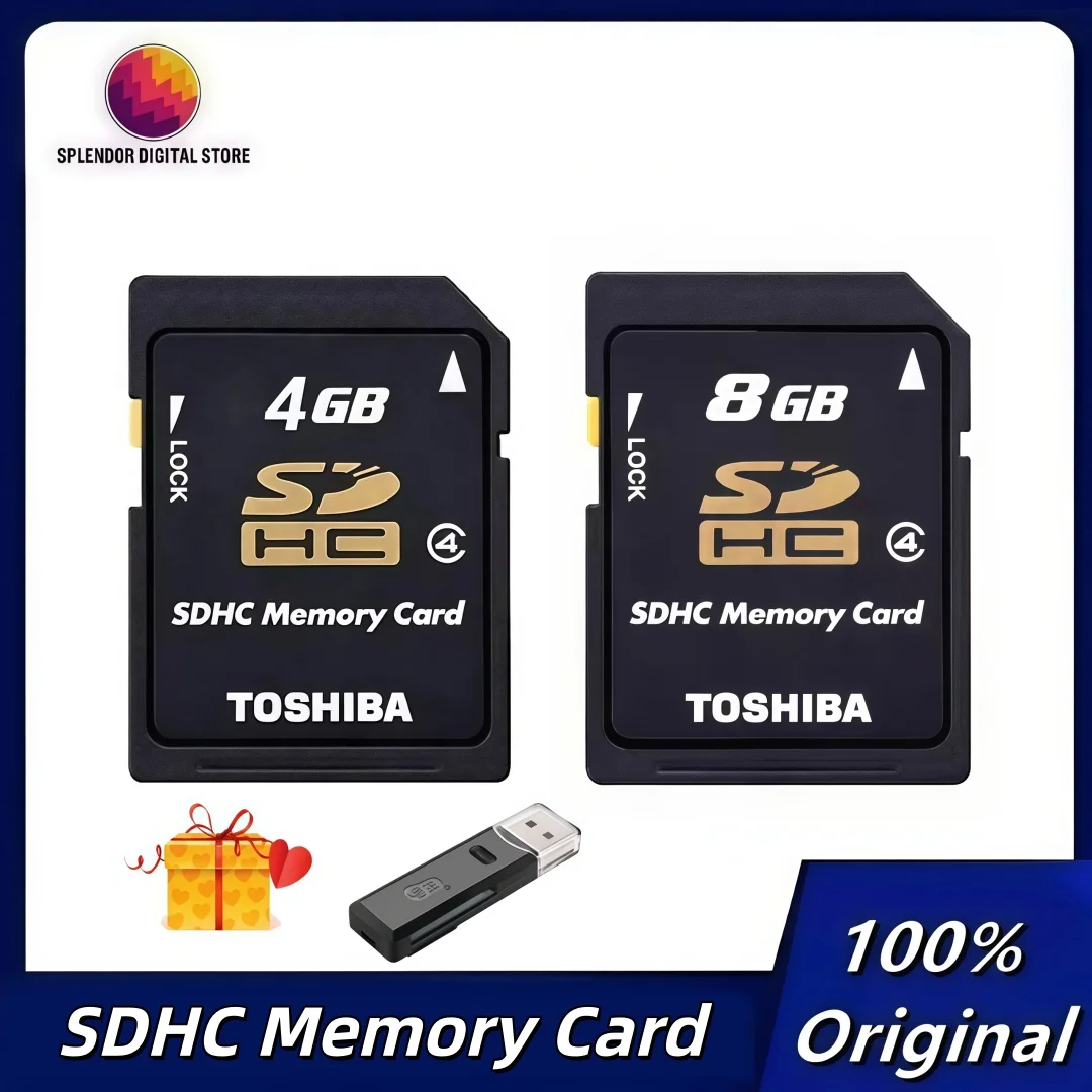 Original Toshiba 8GB 4GB SD Card SDHC Memory Card Class 4 Flash Memory Card C4 Memory SD For Digital Cameras