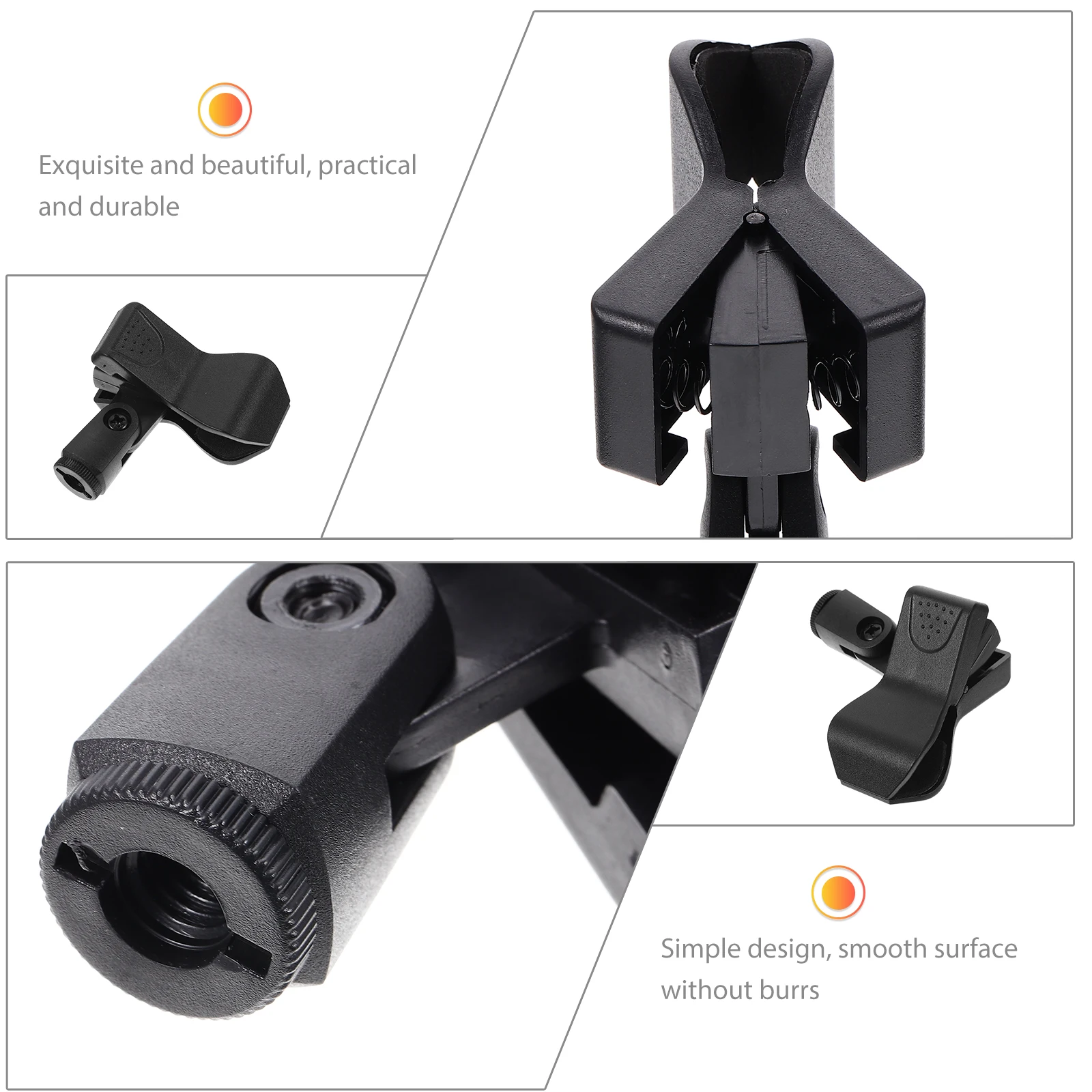 

4pcs Plastic Holder Clips Universal Mic Clip Black Durable Adjustable Lightweight Easy Carry Professional Accessories Universal