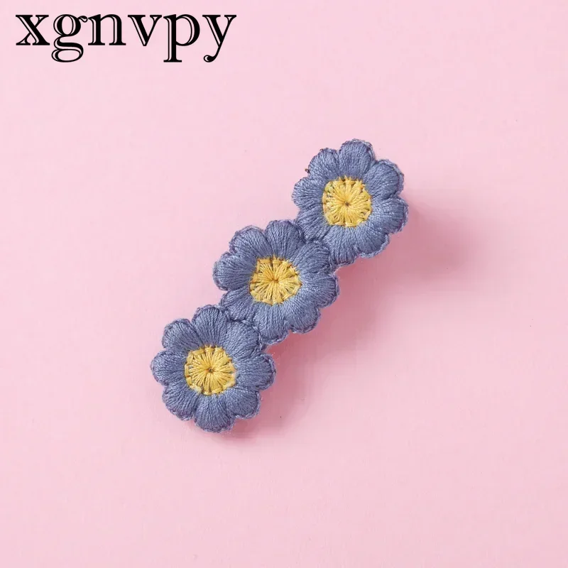 xgnvpy The new cartoon cute fabric children hair accessories solid color wool sunflower hair clip is fresh sweet and soft