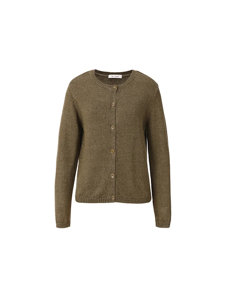 Loose Long Sleeve round Neck Knitted Open Cardigan Linen Spring Summer Top Women's Simple Style Comfortable Outerwear Coat