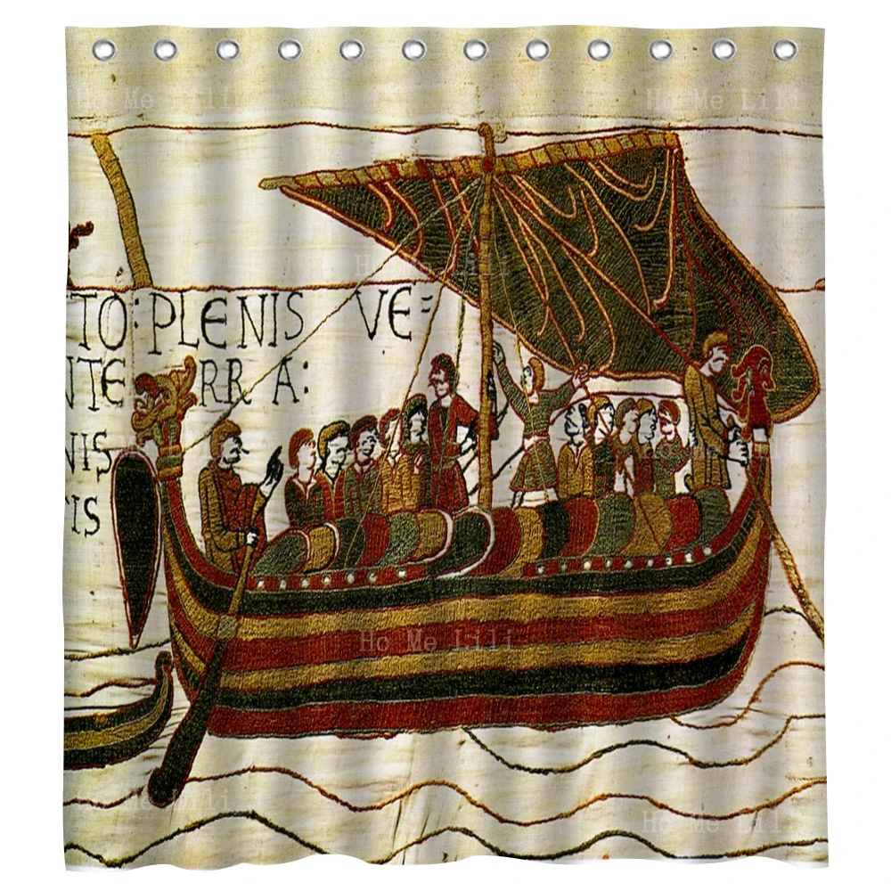 Mitologia nórdica Os Vikings Cortina de chuveiro, Fui para o mar Conquista normanda Batalha de Hastings, Banho Decoração, Por Ho Me Lili