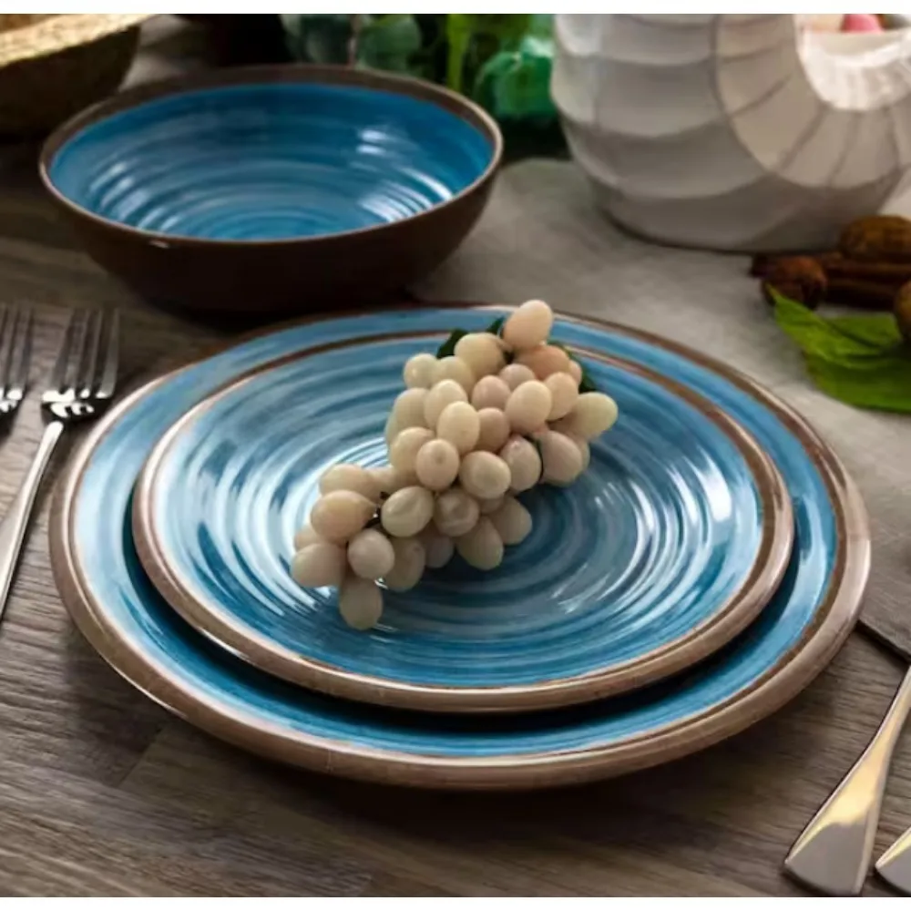 

12-Piece Stone Lightweight Melamine Dinnerware Set (Service for 4)