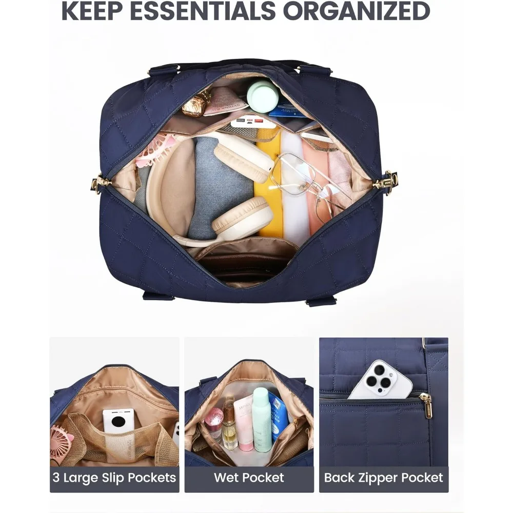 حقيبة حمل عطلة نهاية الأسبوع بين عشية وضحاها للنساء مع حجرات للأحذية، وحقيبة رياضية لليوجا، وجيب مبلل للسفر #4