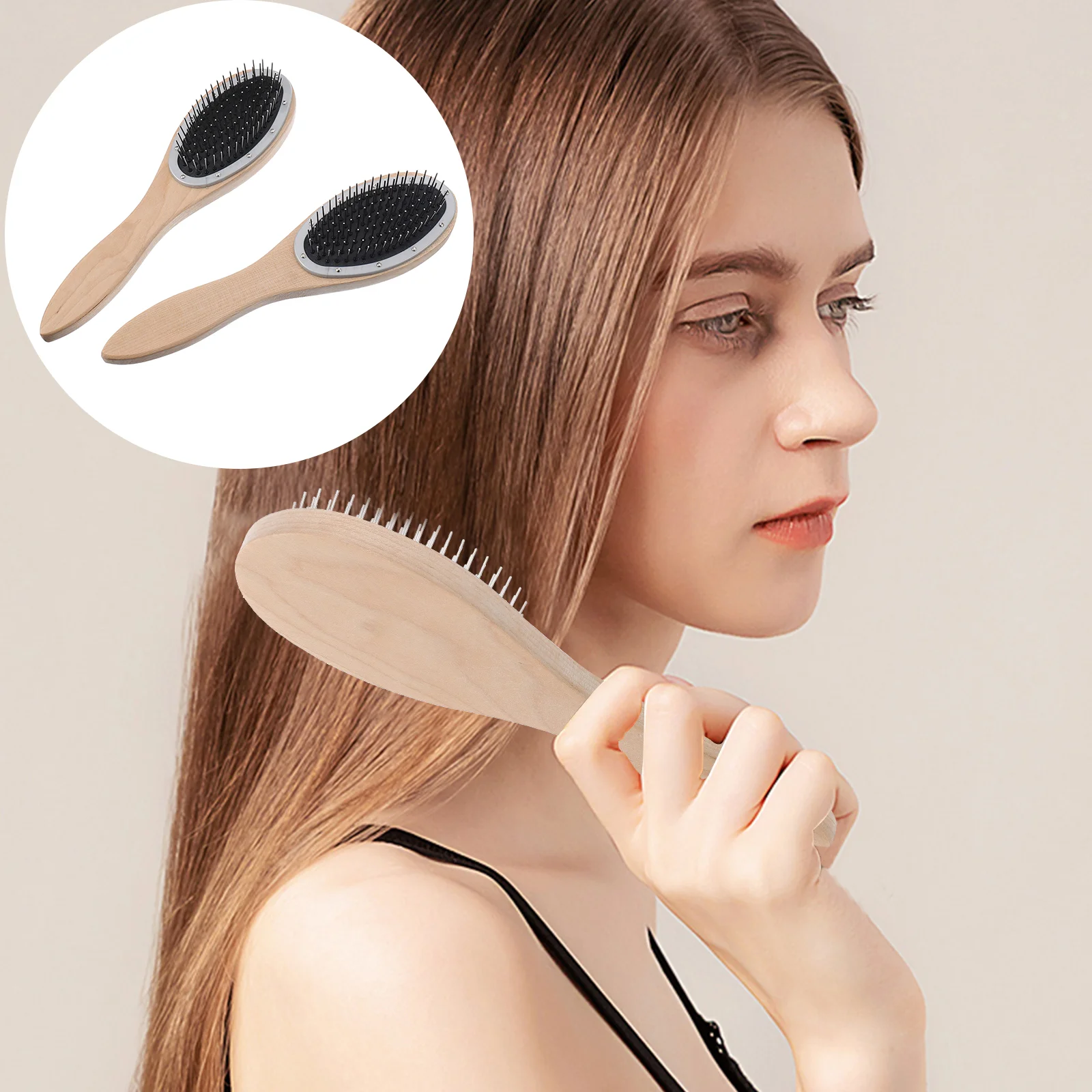 

2 Pcs Steel Comb Curly Hair Brush Natural Detangling Paddle Combs for Women