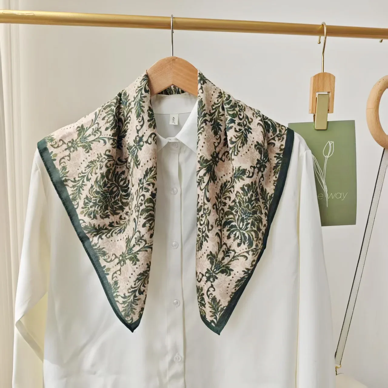 وشاح مربع صغير فني عتيق من القطن والكتان على الطراز الكوري، وشاح رأس، وحماية الرقبة للربيع والخريف للنساء