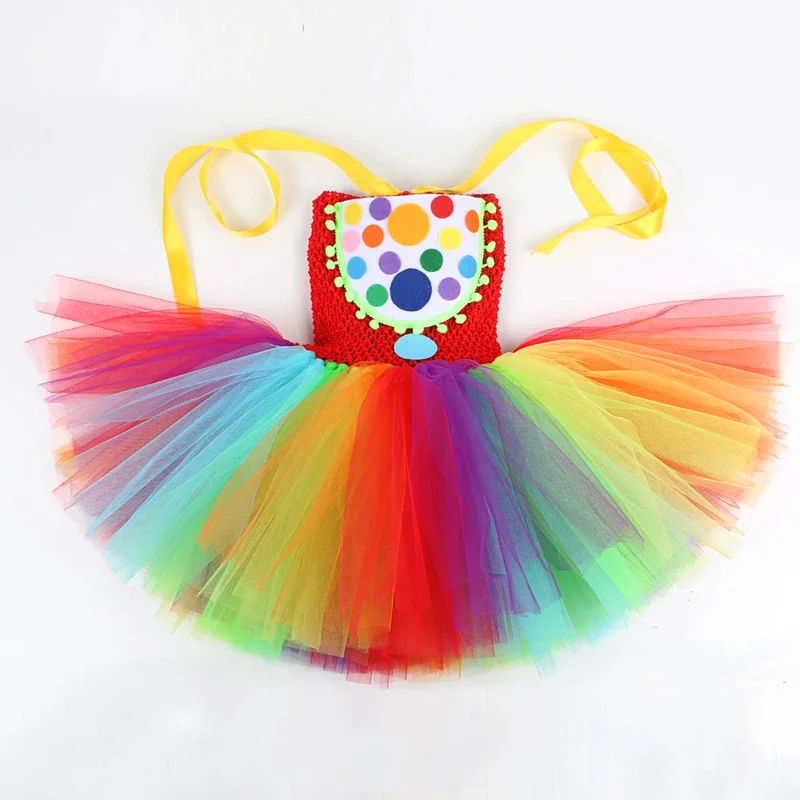 Rainbow Clown Halloween Costume for Girls Pennywise Tutu Dress for Kids Toddler Christmas Outfit Children Birthday Party Clothes