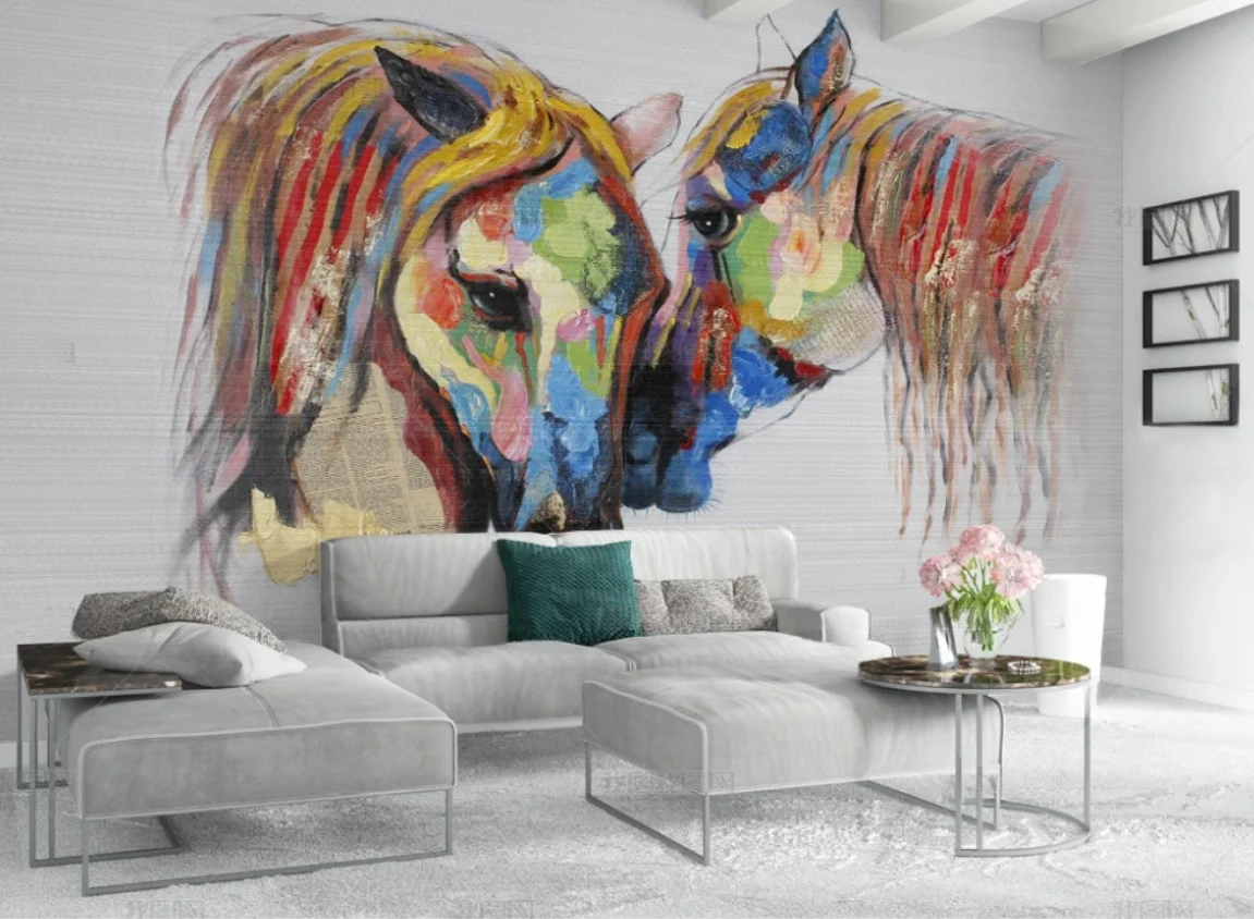 Customized murals Hand painted watercolor horse painting wallpaper photo living room bedroom TV background wall 3d wallpaper