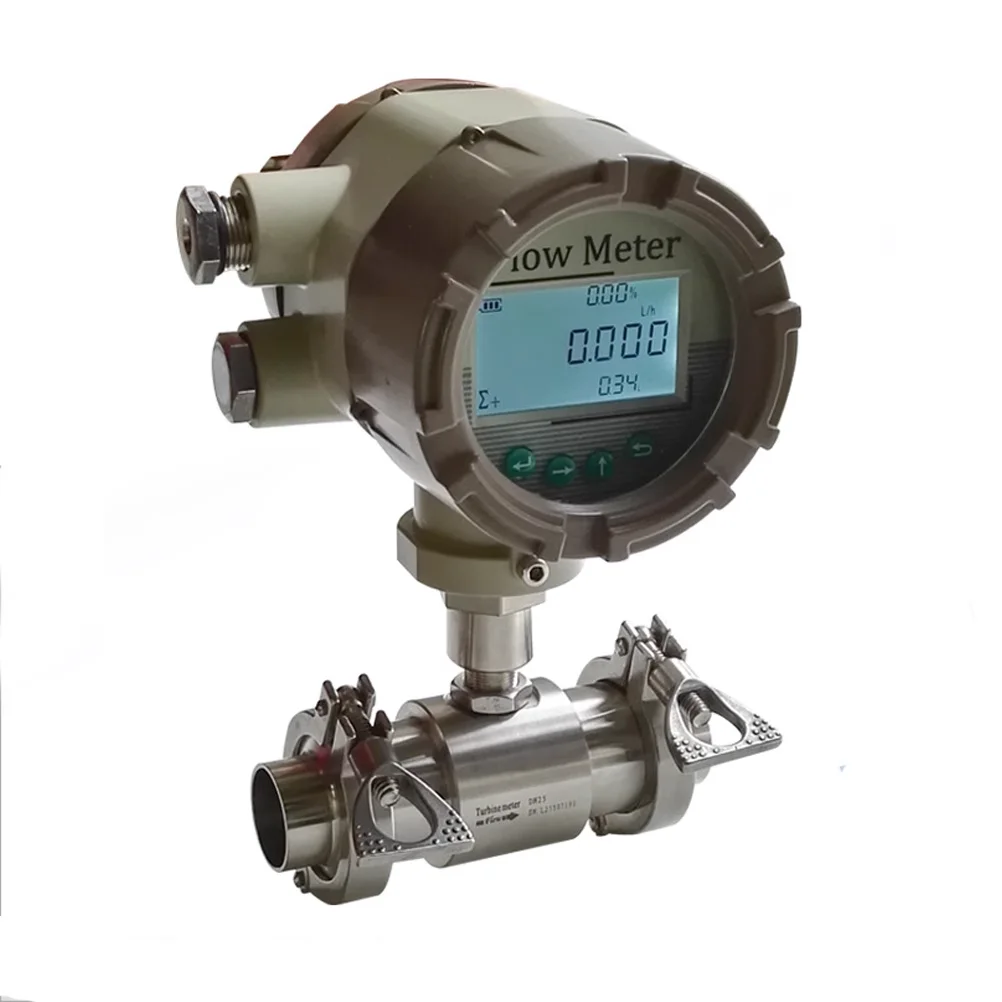 Clamp 50.5mm Smart Plus Output Liquid Turbine Flowmeter DN20 Clamp type with display