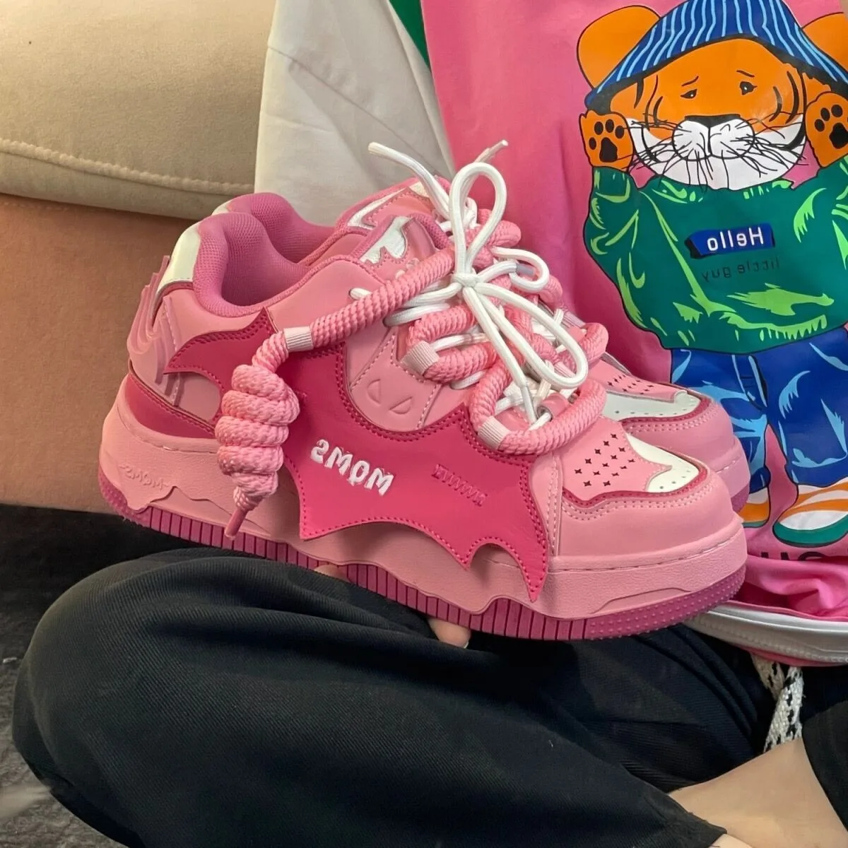 

Women's Platform Sneakers - No Heavy Footfeel Non-Slip Shoes, Thick-Soled Lace-Up Round Toe, Breathable Casual Sports Footwear