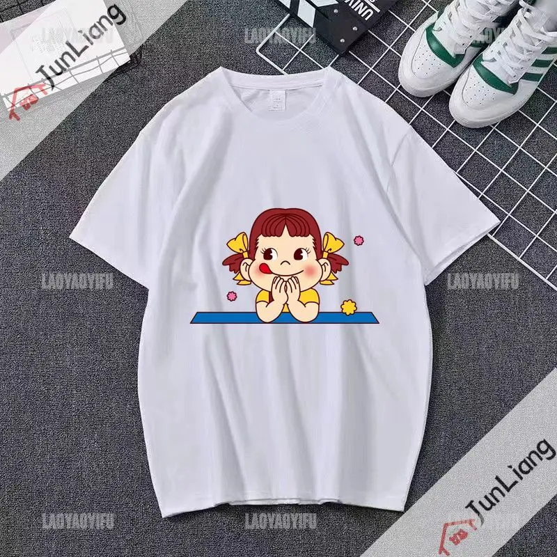 Kawaii Harajuku Punk Retro Milk Peko-chan Classic T-shirt Loose Y2k top unisque short fashion streetwear