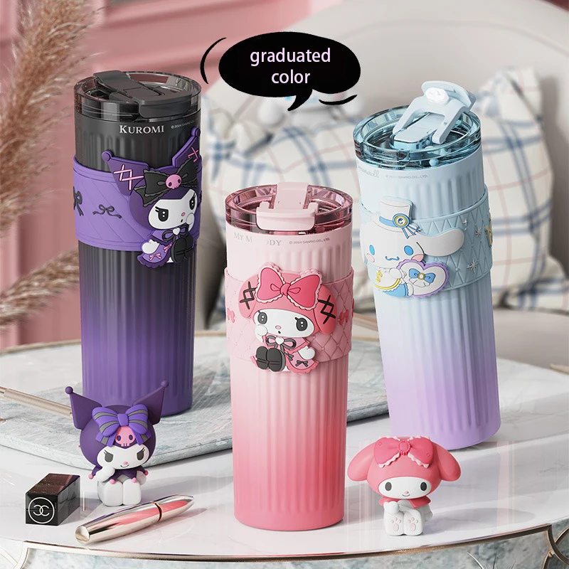 

650ml Coffee Cup Cartoon Thermos Cup Stainless Steel Straight Drink Sippy Cup Large Capacity Carry-on Cup Portable Vacuum Cup