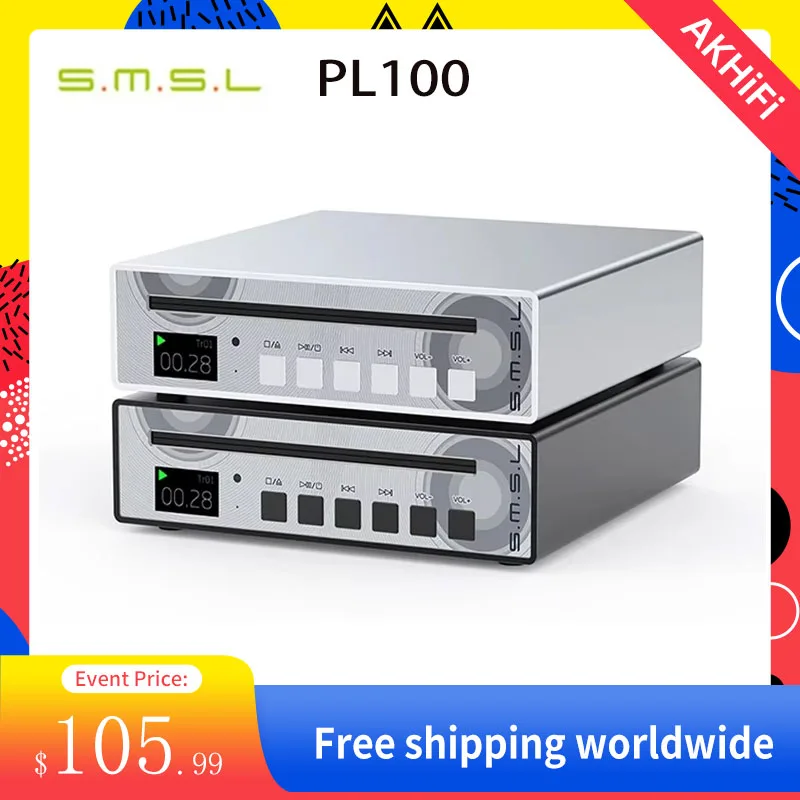 SMSL PL100 CD player CS43131 decoder optical coaxial 3.5mm headphone output with remote control