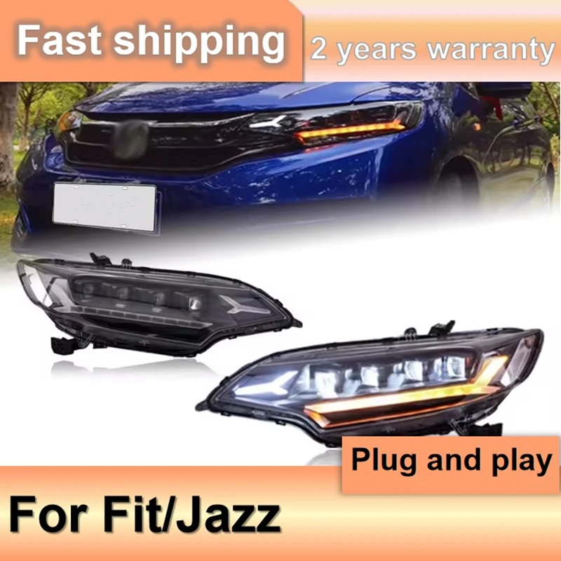 

Car Accessories for Honda Fit Headlamp 2014-2018 Jazz Headlight DRL Turn Signal High Beam Projector Lens