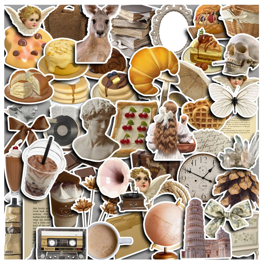 10/30/50/100pcs Vintage Cartoon naklejki Retro estetyczne naklejki do scrapbookingu laptopa bagaż artystyczne naklejki artystyczne