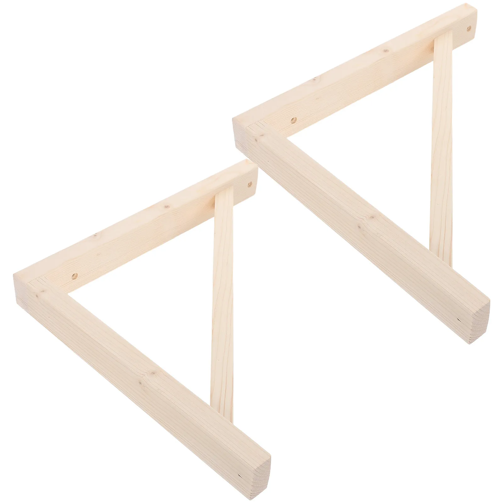 2Pcs Solid Wood Shelf Brackets Triangle Natural Grain Stable Floating Shelf Support for Books Kitchen Spice Rack Doorway Shelves