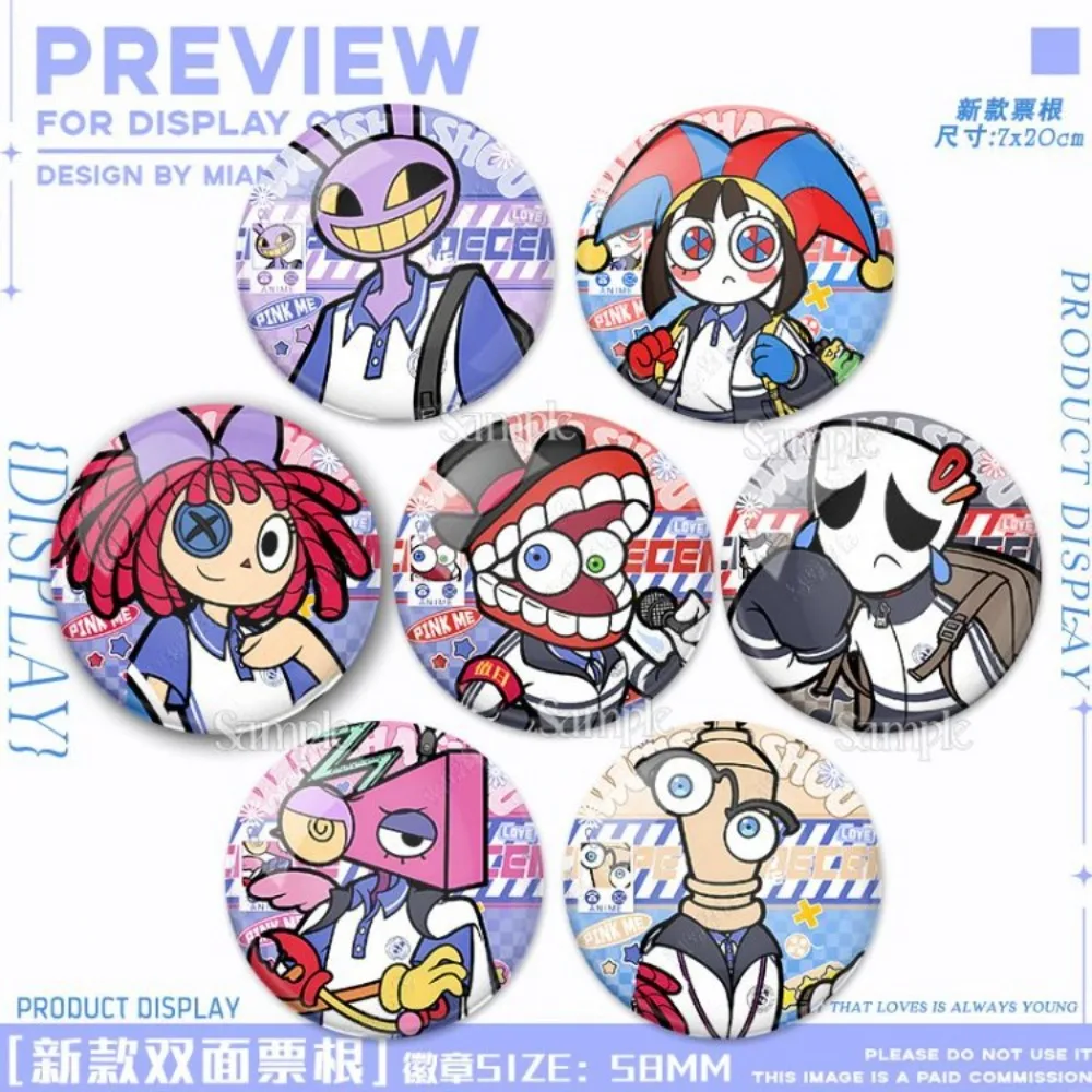 58MM Game The Freak Circus Peripheral Pierrot Harlequin Q Version Tinplate Badge Brooch Pin Backpack Jewelry Decoration Gift