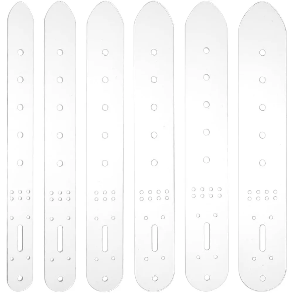 6PCS Belt Buckle Holes Templates Translucent Acrylic Leather Punching Craft Module Tool with Protective Film for Various Leather