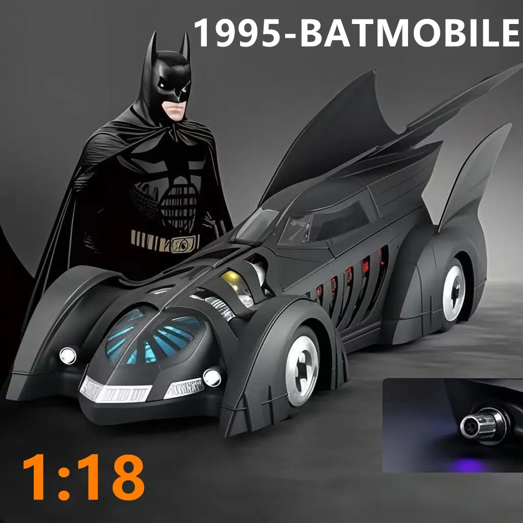 1/18 Classic Movie Car Second Chariots Batmobile Alloy Concept Bat Sports Car Metal Diecast Race Car Model Sound Light Kids Toys