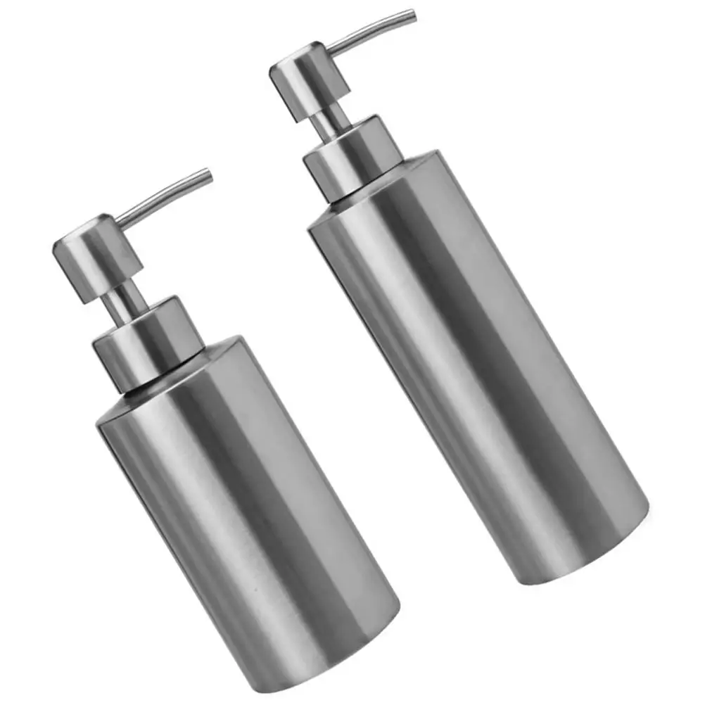 2Pcs StainlessSteel SoapDispenser H Bottle BathroomCylindrical SilverPump LongService SuitableBathroom