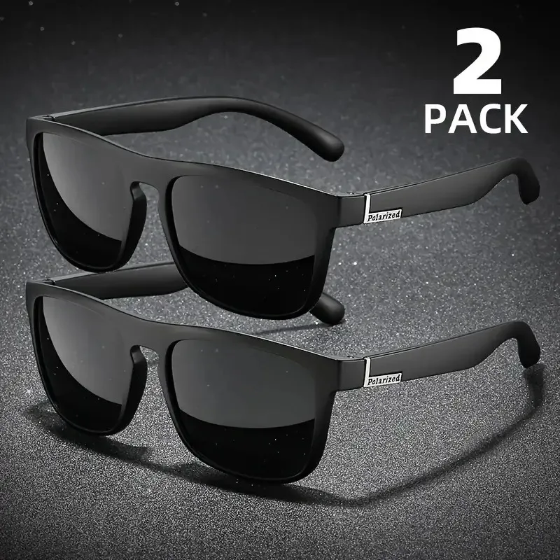 2PCS Fashion Square Sunglasses Men Vintage Drivers Sun Glasses Women Stylish Sport Shades UV400 Gafas De Sol