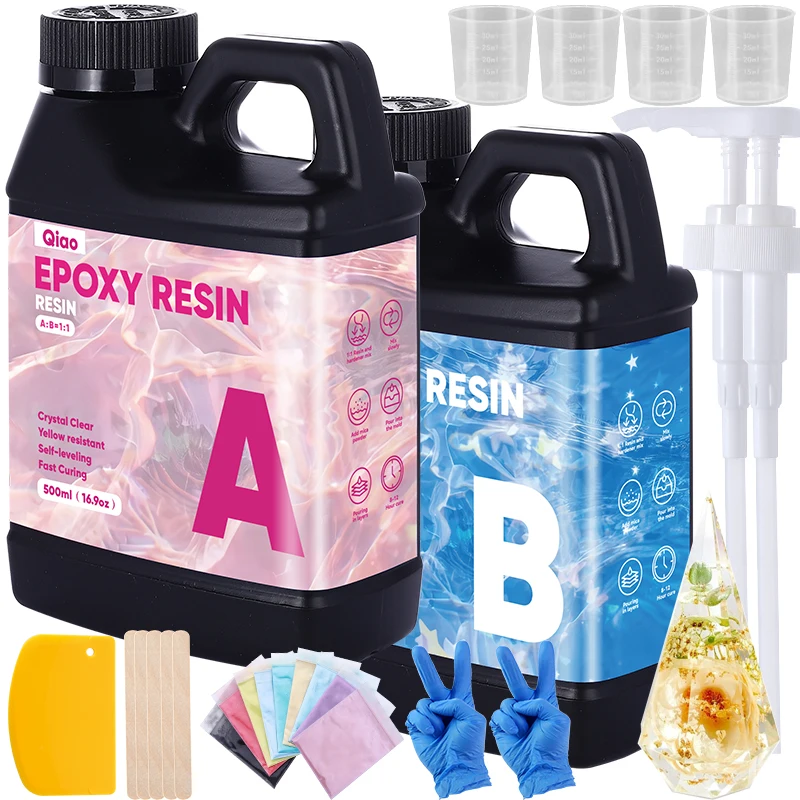 Heat Resistant 1:1 Epoxy Resin Kit Ultra Clear Fast Cure Epoxy Resin for Coasters, Countertops, Bar Tops & Creative Craft Use