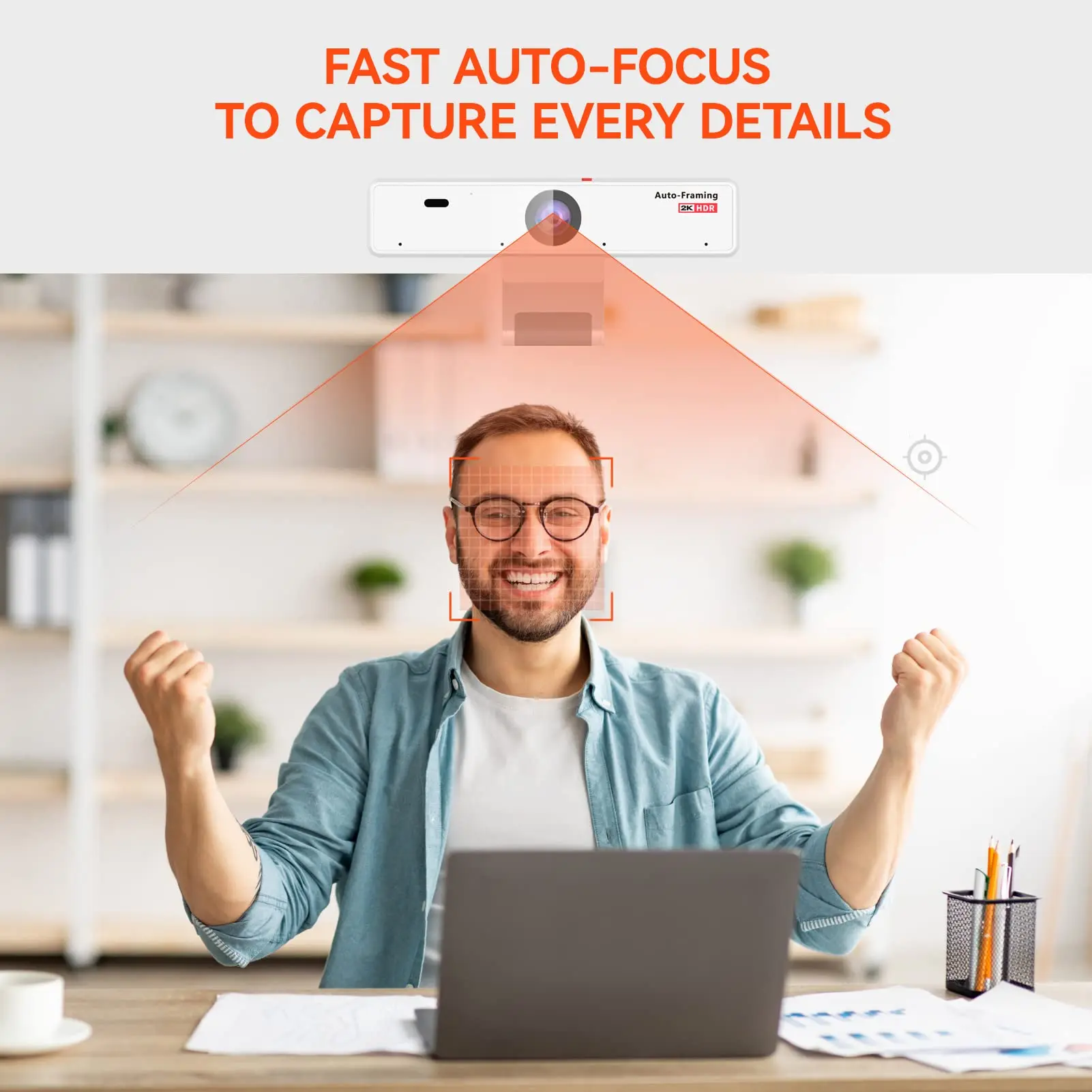 كاميرا ويب NUROUM V21-AF 2K مع 4 كاميرات ميكروفونات لإلغاء الضوضاء 1080P 60 إطارًا في الثانية توصيل وتشغيل لاجتماع البث المباشر على الكمبيوتر/Mac/الكمبيوتر المحمول #3