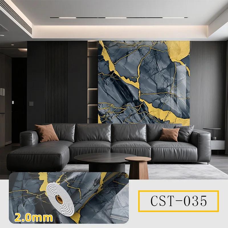40x300cm Luxury Gold Vein Marble Self-Adhesive Wall Panel - Impact Protection Foam for TV Feature Wall Bedroom Easy DIY Home view 6