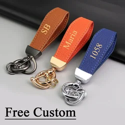 Free Custom Letter High Quality Fashionable Lamb Pattern Leather Car Keychain Simple Anti Loss Moisture Brand Metal Keychain