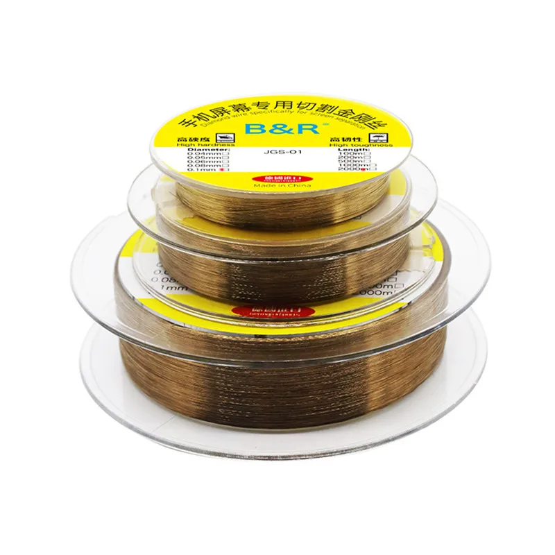 0.04-0.1mm Special Diamond Wire Alloy Gold Molybdenum Wire Cutting Line 100m LCD Display Screen Glass Separator Wire