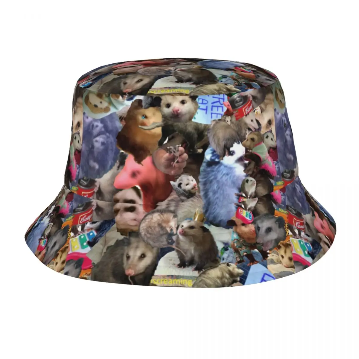 

Possum Collage Bucket Hat Opossum Hawaii Fisherman Caps Portable Vacation Sun Hats For Women Trendy Printed Cap