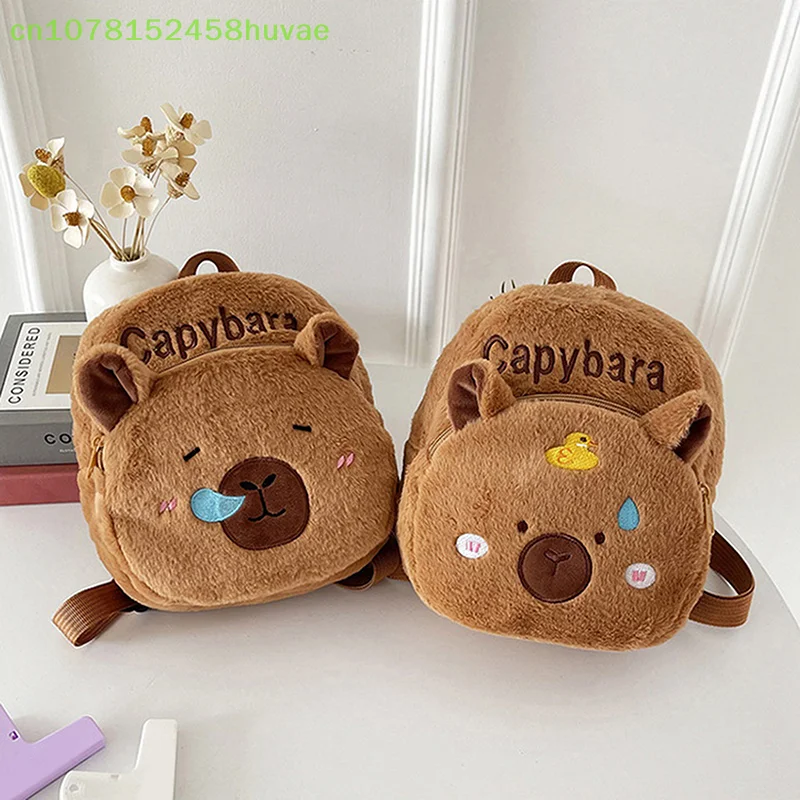 1 pc Capybara Doll Plush Backpacks Portable Cartoon Animals Cute Capybara Backpack Plush Women Bag Gift For Girls Kids