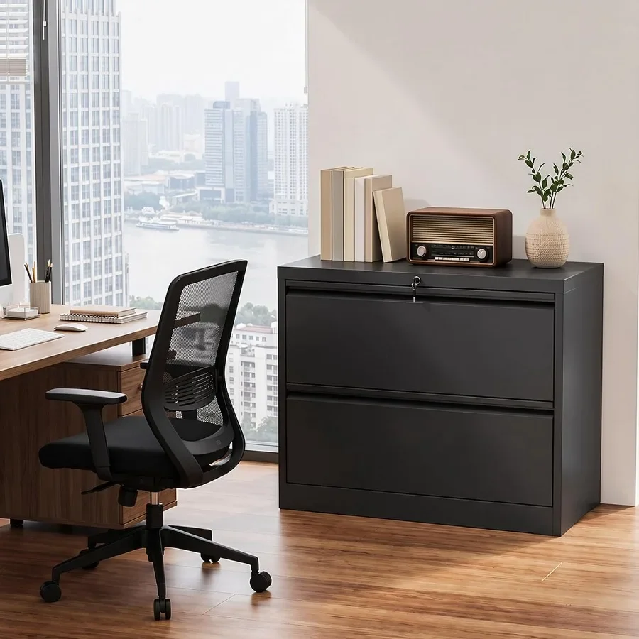 2 Drawer Lateral File Cabinet with Lock, Metal Storage Cabinet