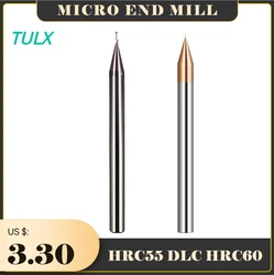 TULX HRC60 HRC55 Micro Carbide End Mill 2 flauti 0.2-0.9mm TiAIN Micro Flat 4mm Shank Milling Mirco Carbide incisione CNC